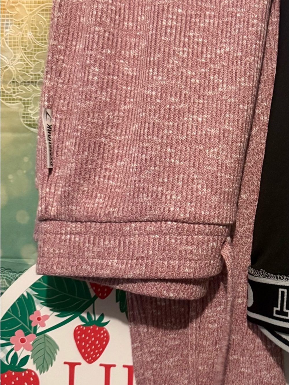 Gymshark Kids Pink and Light Gray Colorblock Leggings